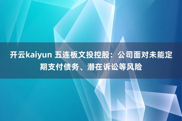 开云kaiyun 五连板文投控股：公司面对未能定期支付债务、潜在诉讼等风险