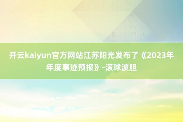 开云kaiyun官方网站江苏阳光发布了《2023年年度事迹预报》-滚球波胆