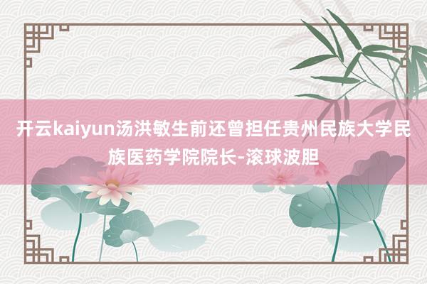 开云kaiyun汤洪敏生前还曾担任贵州民族大学民族医药学院院长-滚球波胆