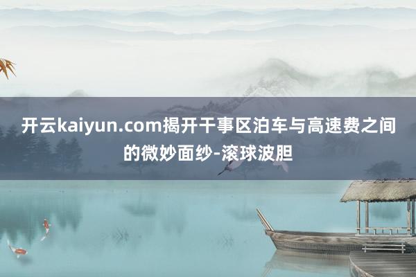 开云kaiyun.com揭开干事区泊车与高速费之间的微妙面纱-滚球波胆