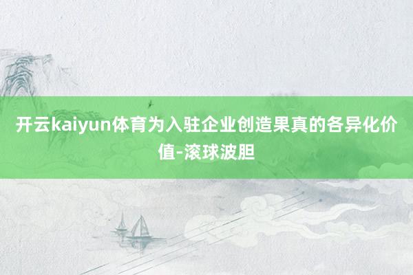 开云kaiyun体育为入驻企业创造果真的各异化价值-滚球波胆