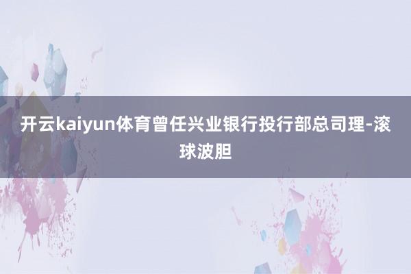 开云kaiyun体育曾任兴业银行投行部总司理-滚球波胆