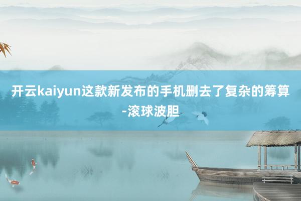 开云kaiyun这款新发布的手机删去了复杂的筹算-滚球波胆
