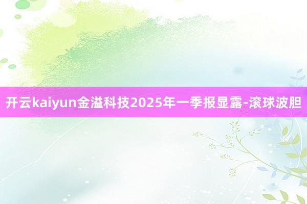 开云kaiyun金溢科技2025年一季报显露-滚球波胆