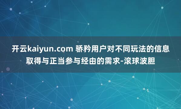 开云kaiyun.com 骄矜用户对不同玩法的信息取得与正当参与经由的需求-滚球波胆