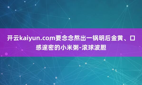 开云kaiyun.com要念念熬出一锅明后金黄、口感邃密的小米粥-滚球波胆